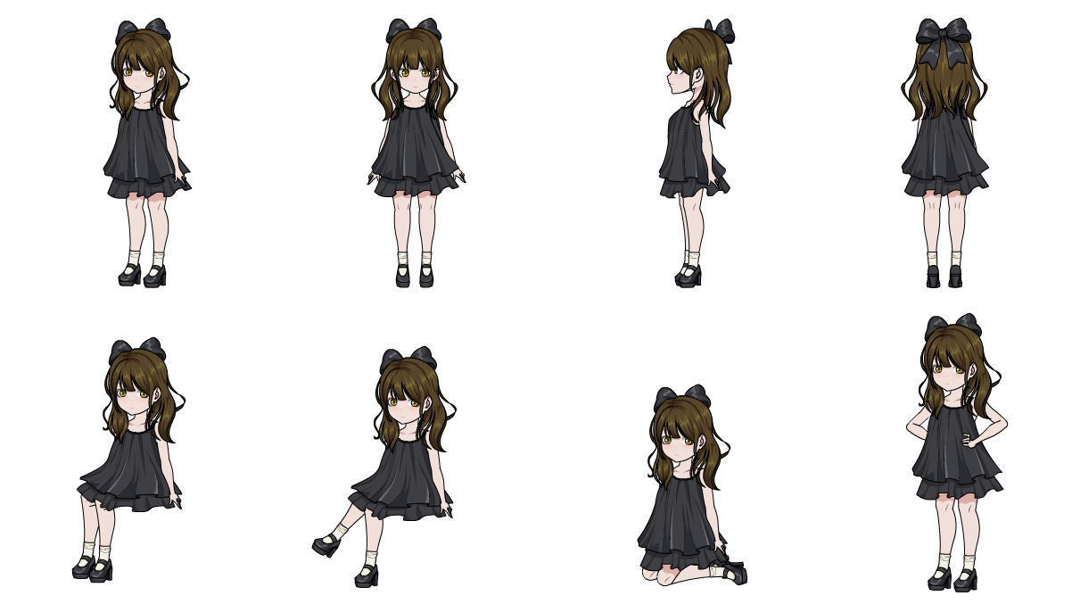 AN格式人物 黑裙蝴蝶结女孩
