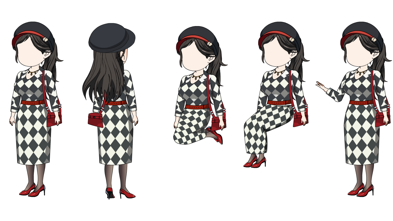 AN人物带万能动作，白领女孩