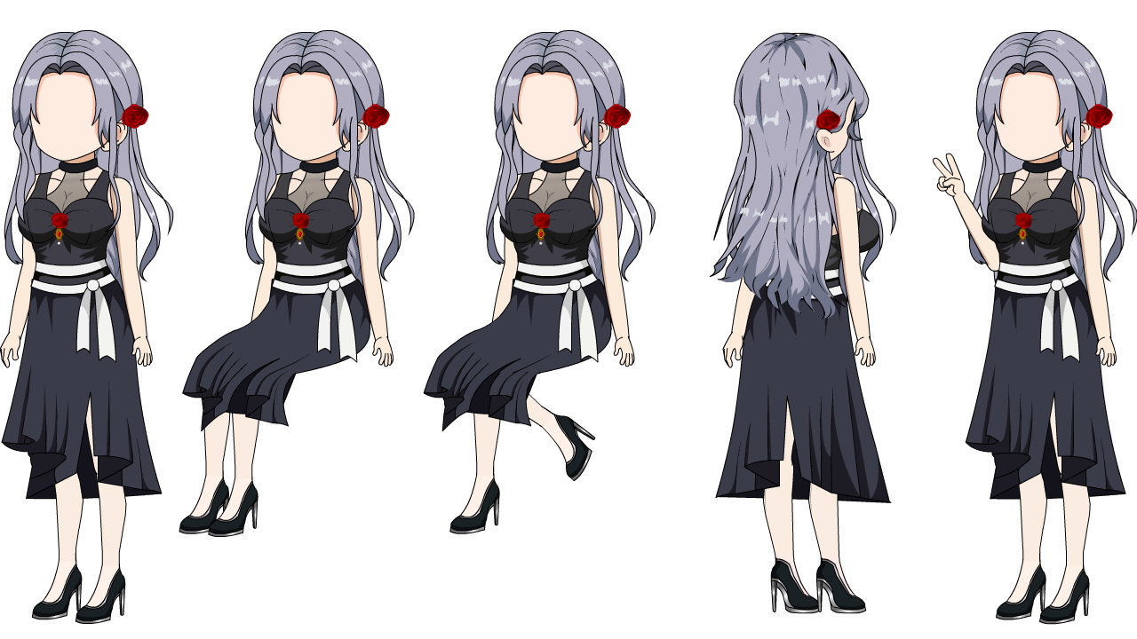 AN人物带万能动作，礼服女