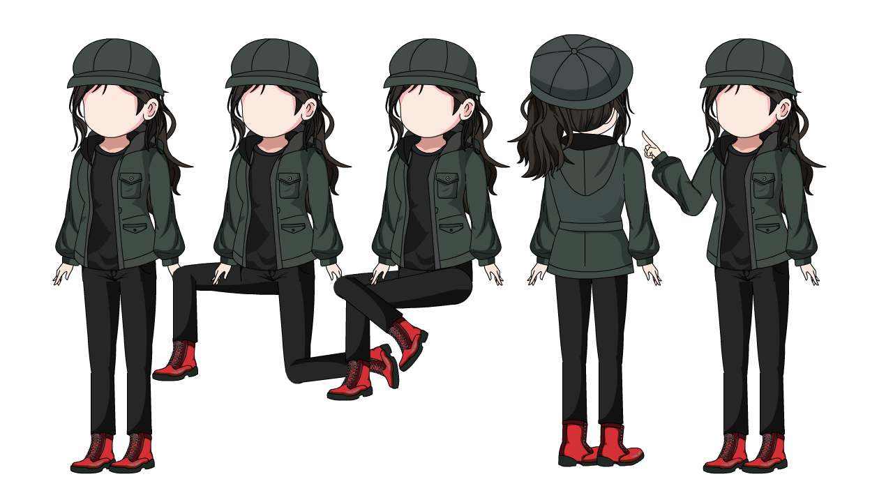 AN人物带万能动作，高冷女孩