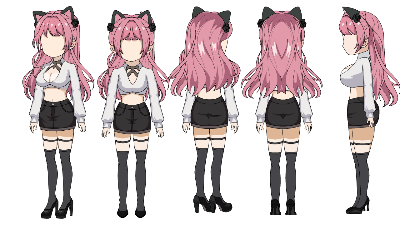 AN人物带万能动作，猫耳女