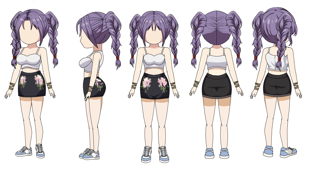 AN人物带万能动作，双马尾女