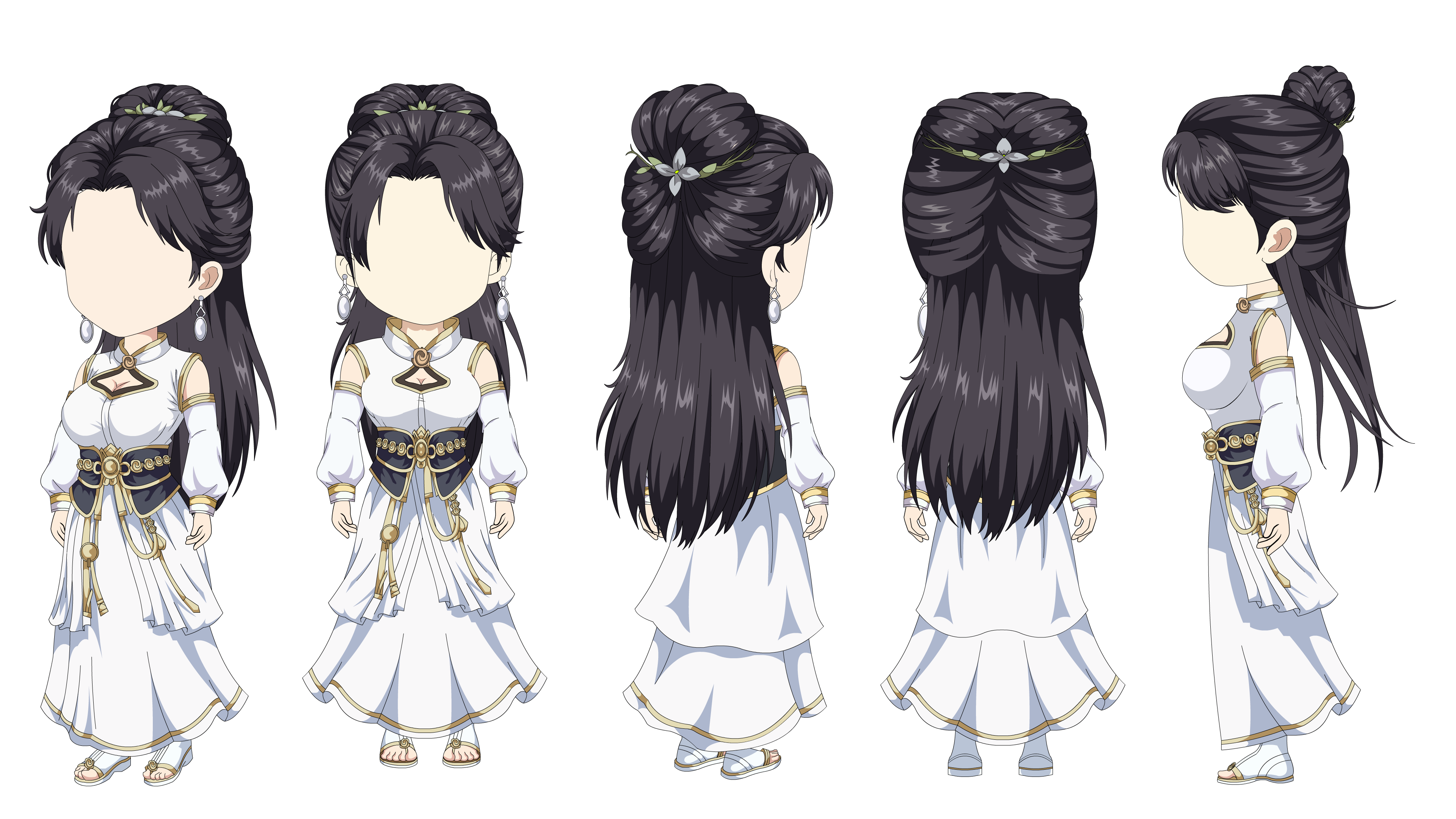 AN人物带万能动作，白衣美女
