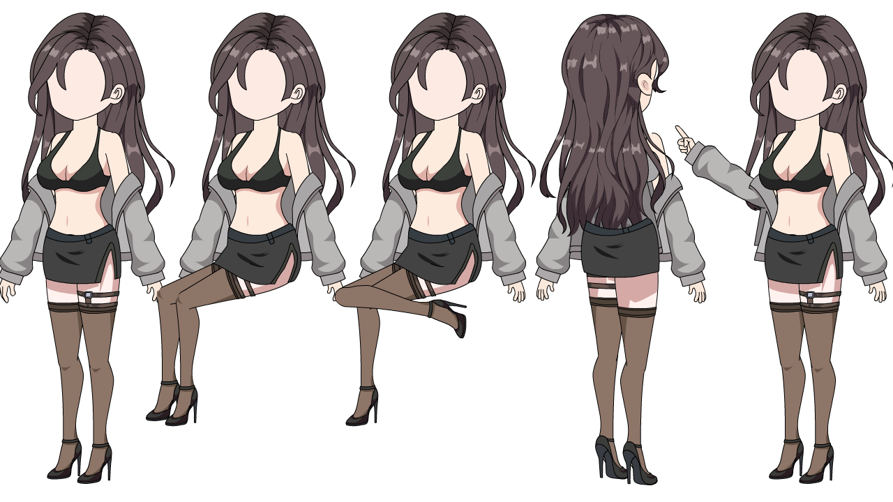 AN人物带万能动作，酒吧女