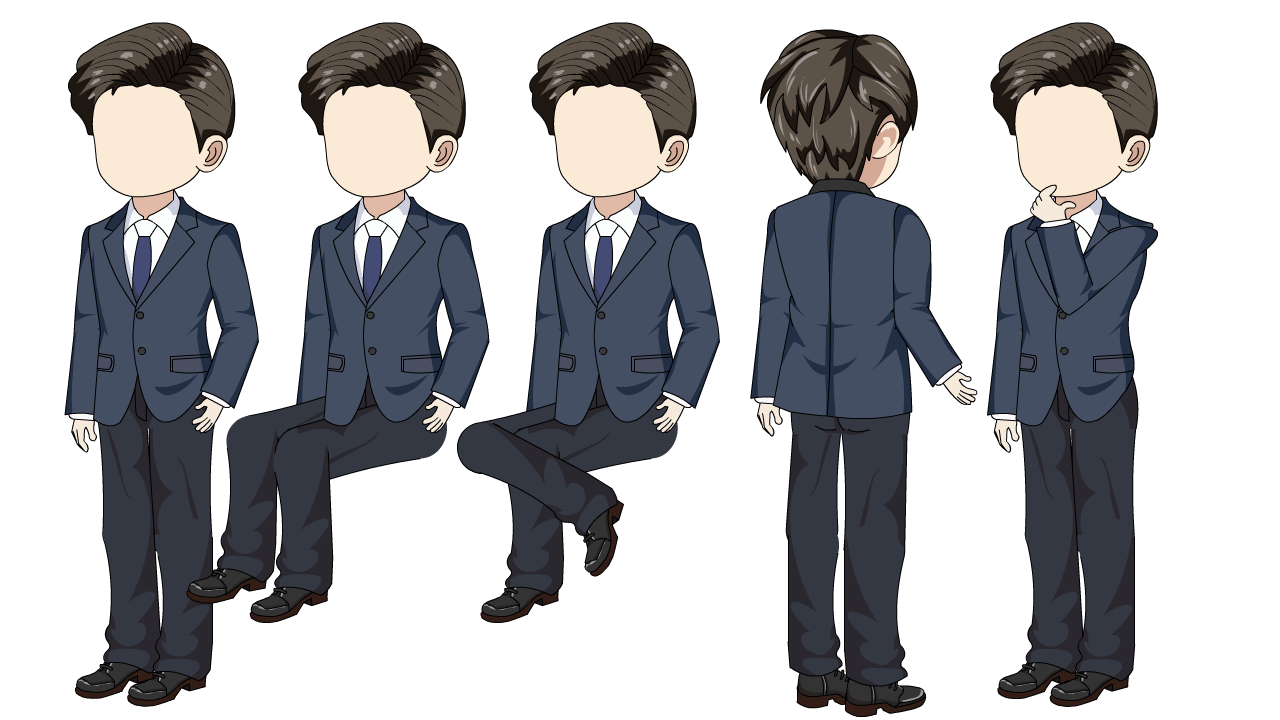 AN人物带万能动作，西服男