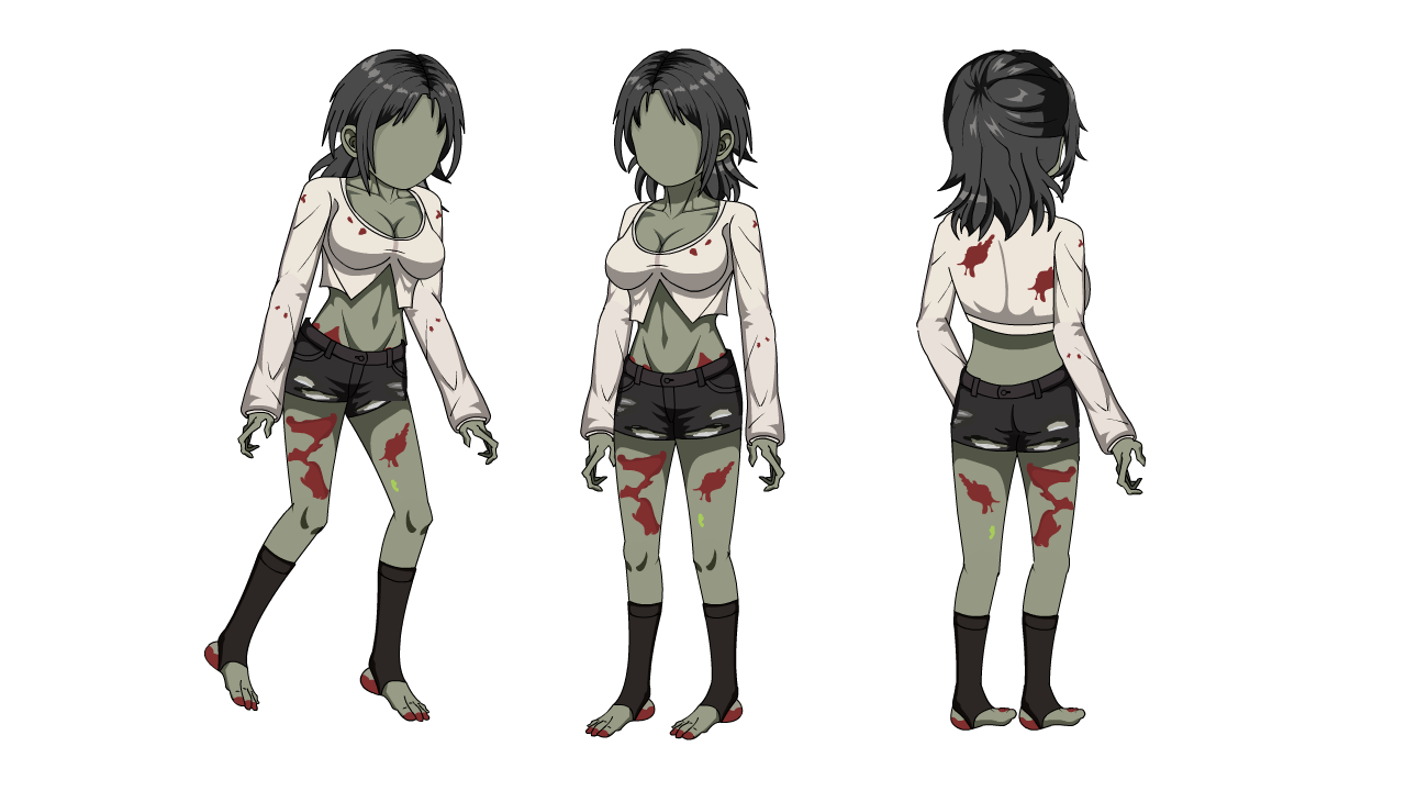 AN人物带万能动作，女丧尸